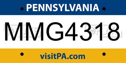 MMG4318 Pennsylvania License Plate