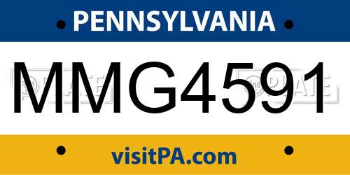 MMG4591 Pennsylvania License Plate