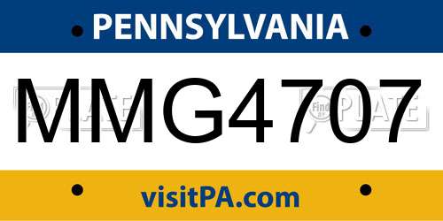MMG4707 Pennsylvania License Plate