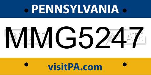 MMG5247 Pennsylvania License Plate