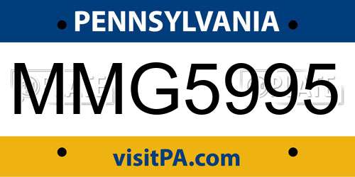 MMG5995 Pennsylvania License Plate