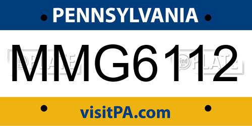 MMG6112 Pennsylvania License Plate