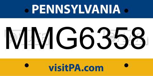 MMG6358 Pennsylvania License Plate