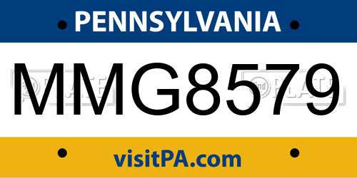 MMG8579 Pennsylvania License Plate