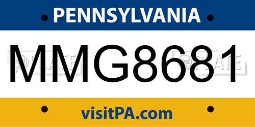 MMG8681 Pennsylvania License Plate