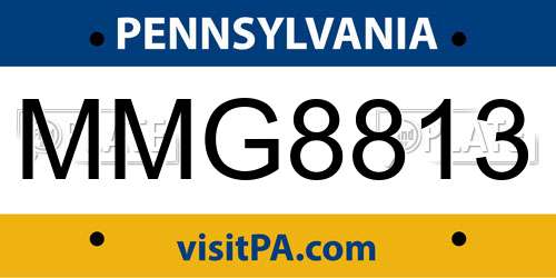 MMG8813 Pennsylvania License Plate