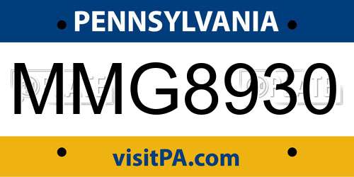MMG8930 Pennsylvania License Plate