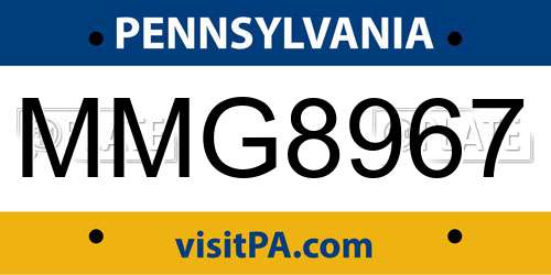 MMG8967 Pennsylvania License Plate