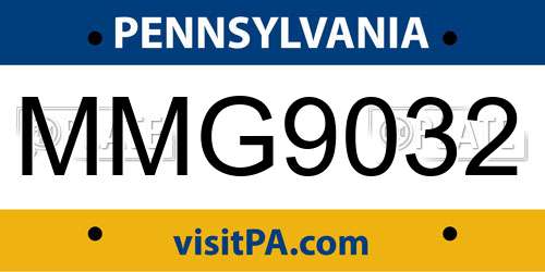 MMG9032 Pennsylvania License Plate