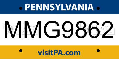 MMG9862 Pennsylvania License Plate