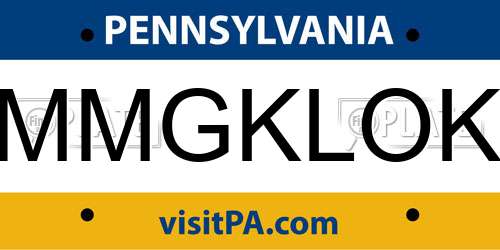 MMGKLOK Pennsylvania License Plate
