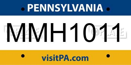 MMH1011 Pennsylvania License Plate