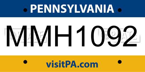 MMH1092 Pennsylvania License Plate