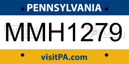 MMH1279 Pennsylvania License Plate