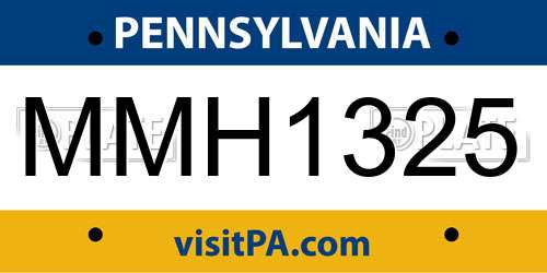 MMH1325 Pennsylvania License Plate