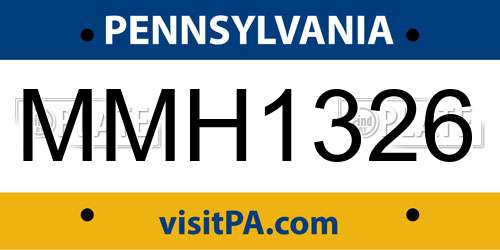 MMH1326 Pennsylvania License Plate