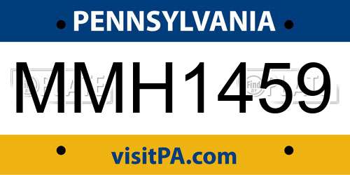 MMH1459 Pennsylvania License Plate