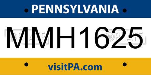 MMH1625 Pennsylvania License Plate