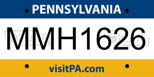 MMH1626 Pennsylvania License Plate