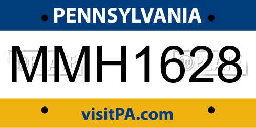 MMH1628 Pennsylvania License Plate
