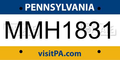 MMH1831 Pennsylvania License Plate