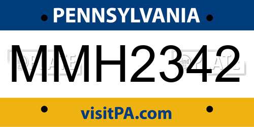 MMH2342 Pennsylvania License Plate