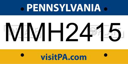 MMH2415 Pennsylvania License Plate