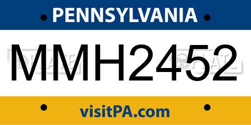 MMH2452 Pennsylvania License Plate