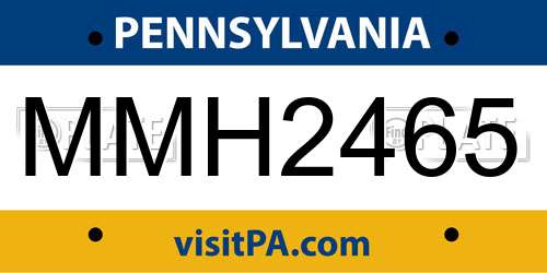 MMH2465 Pennsylvania License Plate
