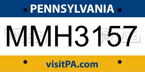 MMH3157 Pennsylvania License Plate