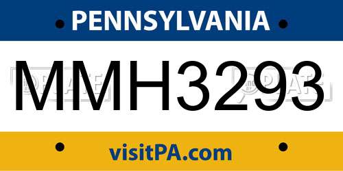 MMH3293 Pennsylvania License Plate