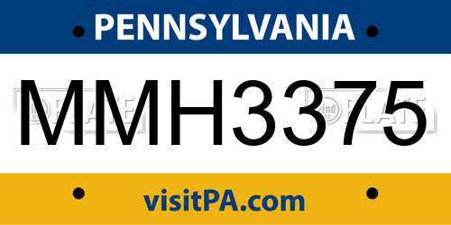 MMH3375 Pennsylvania License Plate