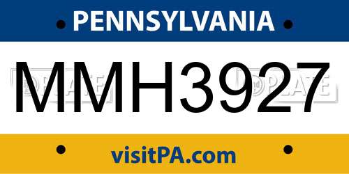 MMH3927 Pennsylvania License Plate