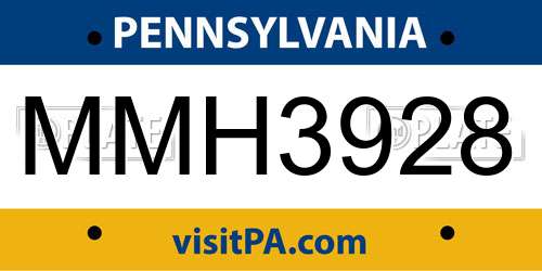 MMH3928 Pennsylvania License Plate