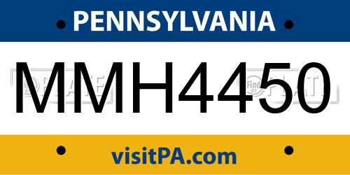 MMH4450 Pennsylvania License Plate