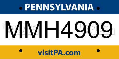 MMH4909 Pennsylvania License Plate