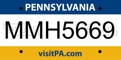 MMH5669 Pennsylvania License Plate