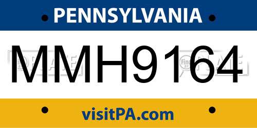 MMH9164 Pennsylvania License Plate