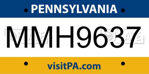 MMH9637 Pennsylvania License Plate