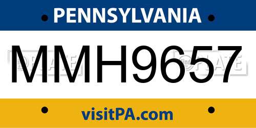 MMH9657 Pennsylvania License Plate