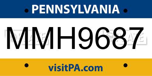 MMH9687 Pennsylvania License Plate