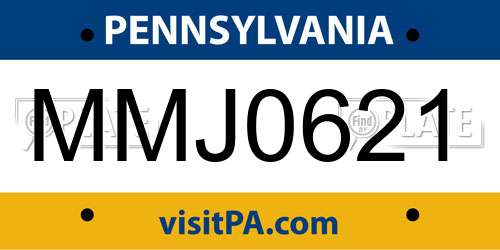 MMJ0621 Pennsylvania License Plate
