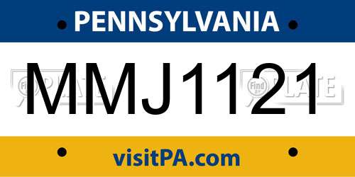MMJ1121 Pennsylvania License Plate