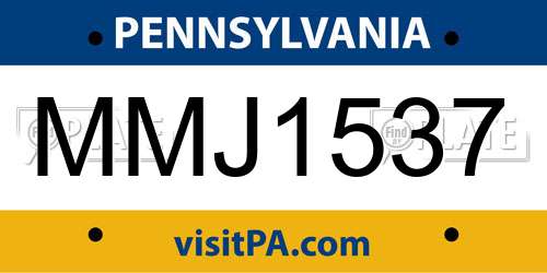 MMJ1537 Pennsylvania License Plate