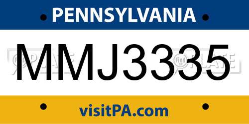 MMJ3335 Pennsylvania License Plate