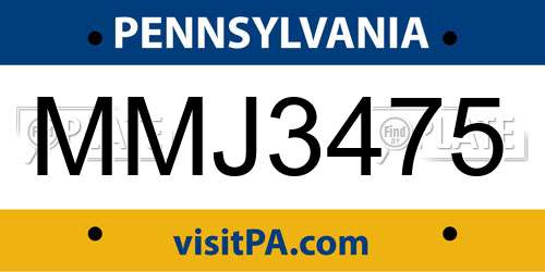 MMJ3475 Pennsylvania License Plate