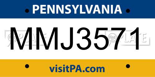 MMJ3571 Pennsylvania License Plate