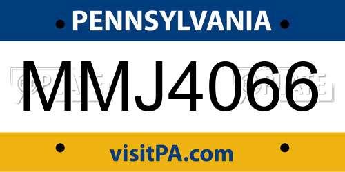 MMJ4066 Pennsylvania License Plate