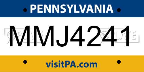 MMJ4241 Pennsylvania License Plate