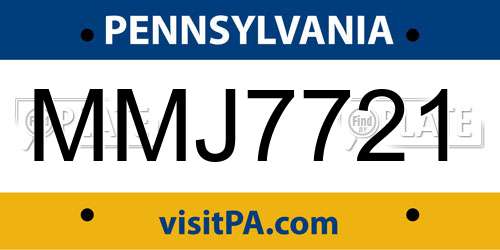 MMJ7721 Pennsylvania License Plate